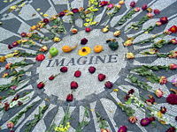 The Strawberry Fields Memorial in Central Park, New York City.