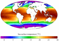 Annual mean sea surface temperatures.