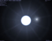 A simulated image of Sirius A and B from Celestia