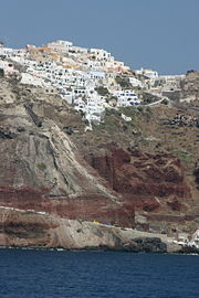 Houses built on the edge of the caldera
