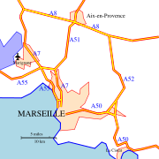 Motorways around Marseille.