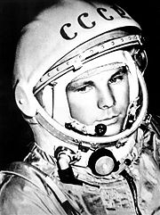 Yuri Gagarin in space suit.