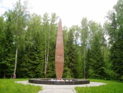 Memorial at the location of the crash that killed Gagarin and Seregin
