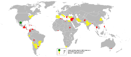 Lemon and lime output in 2005
