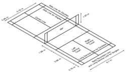 Badminton court, isometric view