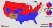 Electoral votes by state, 1908.