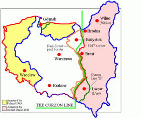 Poland's old and new borders in 1945.