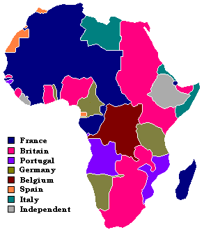 Map showing European territorial claims on the African continent in 1914