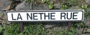 Jèrriais road sign ("The black road") in Saint-Ouën.