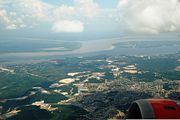 Confluence of the Rio Negro and the Amazon near Manaus, Brazil