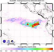 Average concentration of sulfur dioxide over the Sierra Negra Volcano (Galapagos Islands) from October 23–November 1, 2005