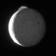 The Tvashtar volcano erupts a plume 330 km (205 mi) above the surface of Jupiter's moon Io.