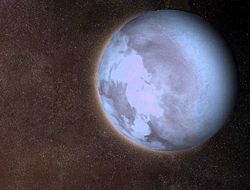 Artist's Impression of Gliese 581 c, the first extrasolar planet discovered within its star's habitable zone.