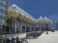 Modern residential architecture (cube houses) in downtown Rotterdam