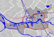 The 'Ring' (beltway) of Rotterdam is displayed in darker red.