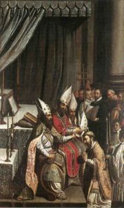 Apostolic Succession is transmitted in an episcopal consecration by the laying on of hands.