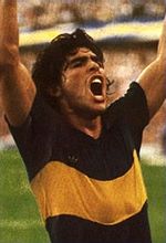 Maradona playing for Boca Juniors during 1981