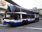 A Neoplan Megaliner arrived at Osaka station as "Seishun Mega Dream".