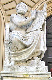 Statue of Homer outside the Bavarian State Library in Munich.