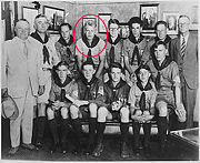 Eagle Scout Gerald Ford (circled in red) in 1929. Michigan Governor Fred Green and far left, holding hat.