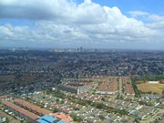 A typical[citation needed] Nairobi residential suburb, with the Central Business District in the distance.