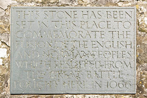 Plaque at Battle Abbey commemorating the fusing of the Anglo-Saxon and Norman peoples