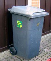 A wheelie bin in Berkshire, England