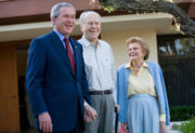 President George W. Bush with former President Ford and his wife Betty on April 23, 2006 this is the last known public photo of Gerald Ford.