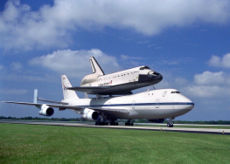 Endeavour mounted on the Shuttle Carrier Aircraft.