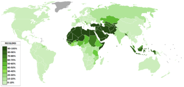 Muslim percentage of population by country