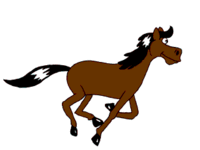 An example of traditional animation, a horse animated by rotoscoping from Edward Muybridge's 19th century photos.