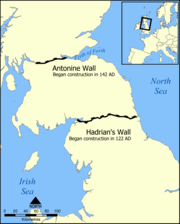 Map showing the location of Hadrian's Wall