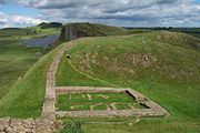 The remains of Castle Nick, milecastle 39, near Steel Rigg, between Housesteads and the Once Brewed Visitor Centre for the Northumberland National Park.