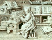 Burgundian author and scribe Jean Miélot, from his Miracles de Notre Dame), 15th century.