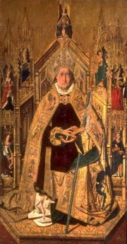 St. Dominic of Silos enthroned as abbot (Hispano-Flemish Gothic 15th century)