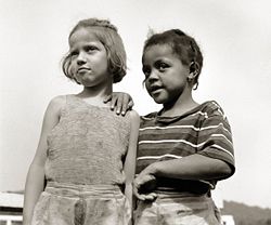 Two young human females photographed at an Inter-racial Christmas Seals Camp in August 1943
