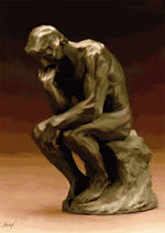 The Thinker, Artist's rendering of the sculpture by Auguste Rodin.