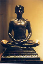 Sculpture by Malvina Hoffman of an Asian human male  meditating.