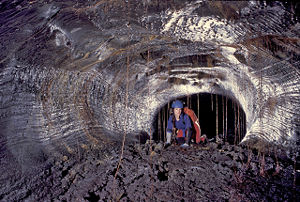 Exploring a lava tube in Hawaii