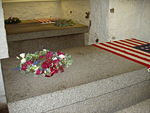 Tombs of Presidents John Adams (distance) and John Quincy Adams (foreground) and their wives, in a family crypt beneath the United First Parish Church.