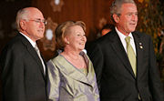 John Howard, Janette Howard, and U.S. President George W. Bush at the Sydney Opera House