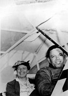 Roosevelt flying with Tuskegee Airman Charles "Chief" Anderson