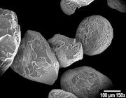 An electron micrograph showing grains of sand