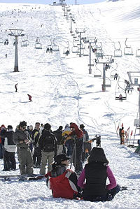 International Snowboard championship in Dizin. The ski resort of Dizin is situated to the north of Tehran in the Alborz Mountains range.