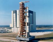 The Apollo 10 Saturn V during rollout