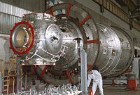 Zvezda Service Module under construction. Sister to the Mir Core and originally to be the core of Mir 2
