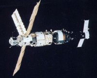 Mir with Kvant-1 module and Soyuz TM-3
