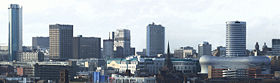 Birmingham's skyline viewed from the east