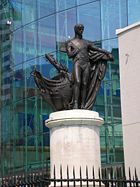 Statue of Lord Nelson on the Portland plinth and railings surrounding it