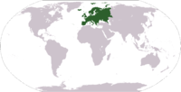 World map showing the location of Europe